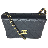 Chanel Classic Flap Bag Mini Square Leer in Zwart