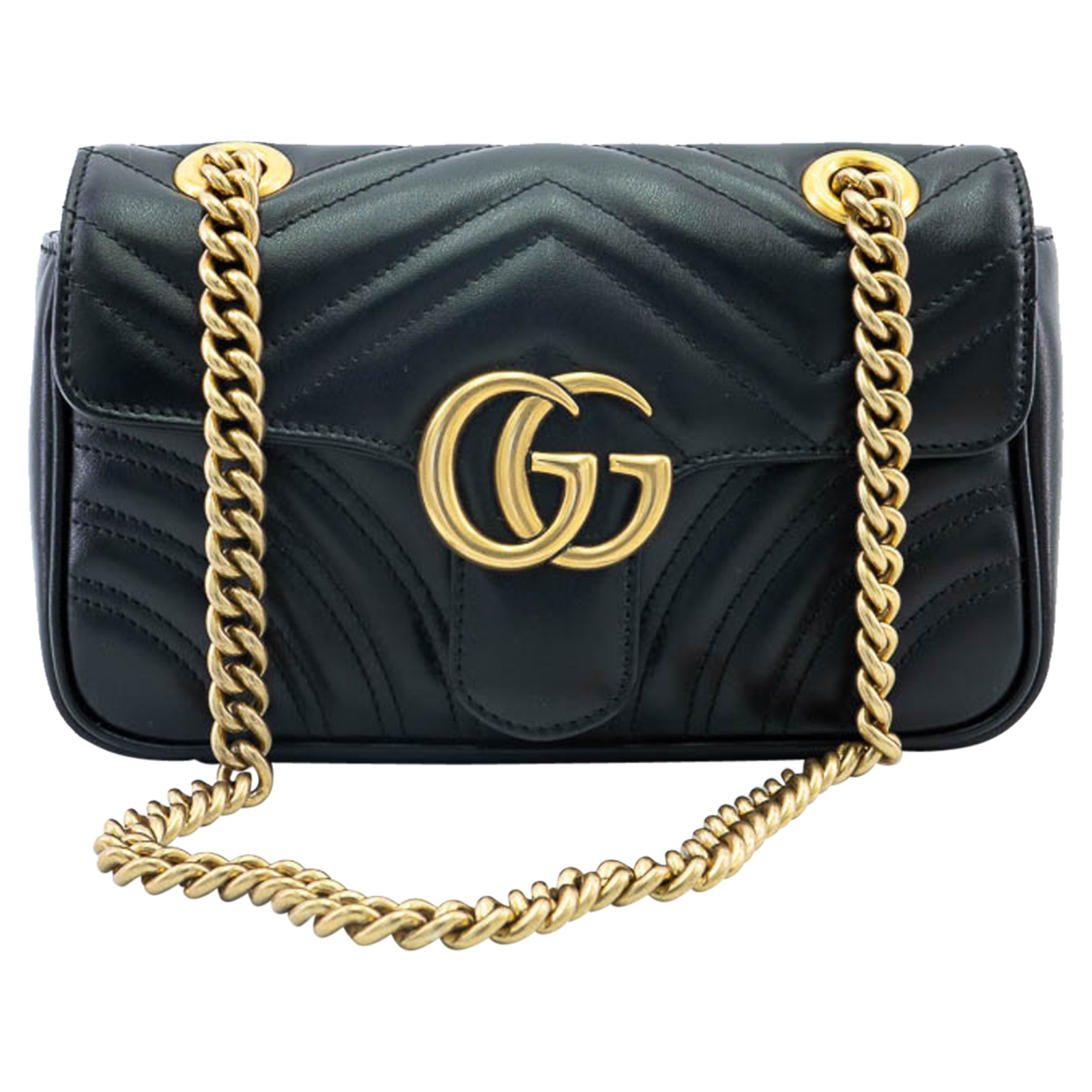 Gucci GG Marmont Flap Normal Leather in Black - Second Hand Gucci GG Marmont Flap Bag Normal Leather in Black buy 1400€ (6282216)