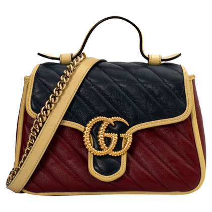 Gucci GG Marmont Top Handle Bag in Pelle in Blu