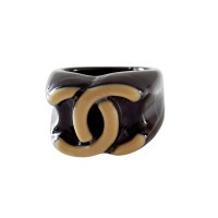 Chanel Logo nero anello CC nel beige