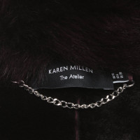 Karen Millen Jacke/Mantel aus Pelz in Bordeaux