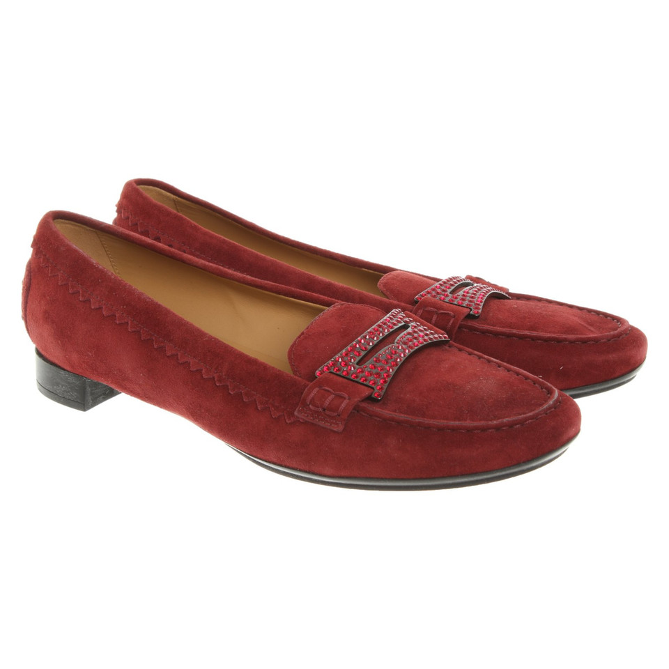 Tod's Slippers/Ballerinas Suede in Bordeaux