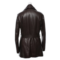 Les Copains Leather coat in dark brown