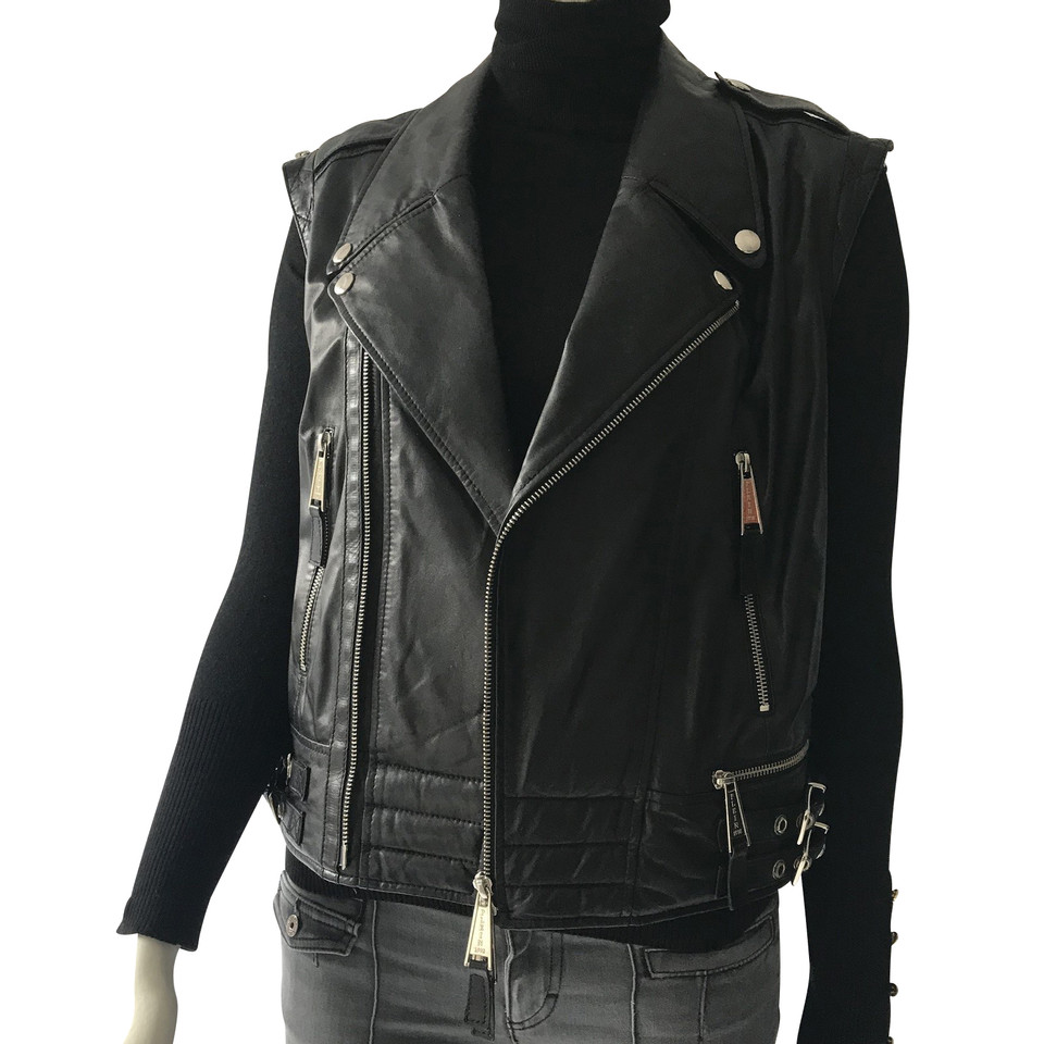 Philipp Plein Jacket/Coat Leather in Black