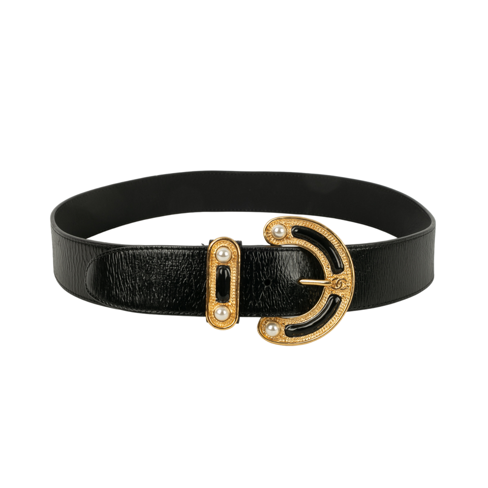 Chanel Riem Leer in Zwart