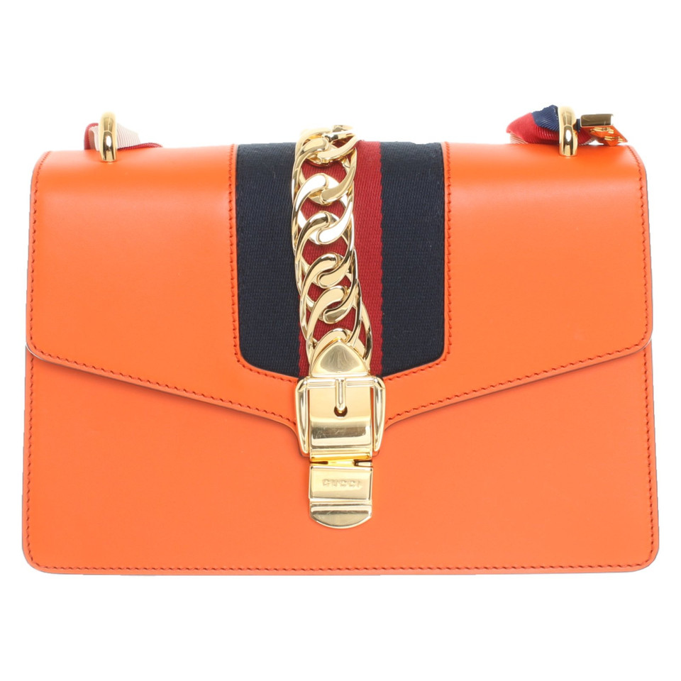 Gucci Sylvie Bag aus Leder in Orange