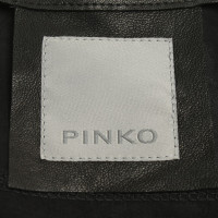 Pinko Lederen jas met franjes zwart