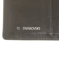 Swarovski Täschchen/Portemonnaie aus Leder in Schwarz