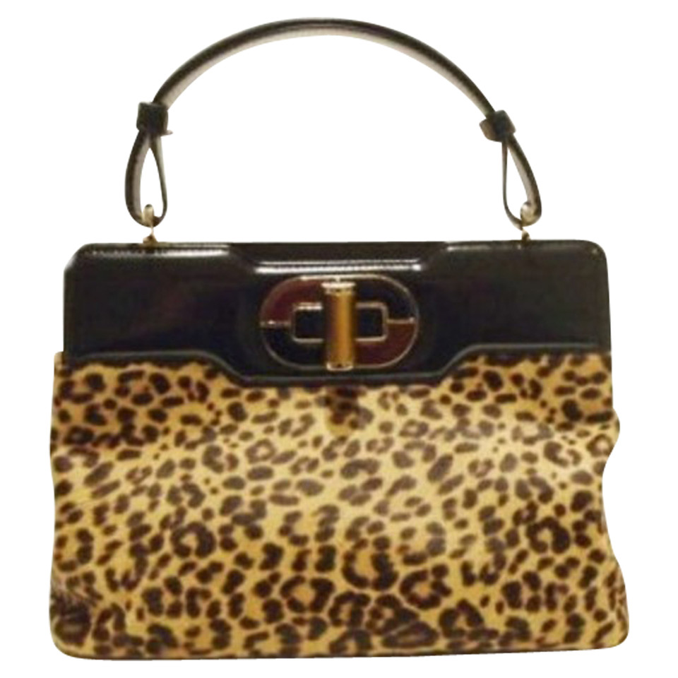 Bulgari shoulder bag in leather and animaltieur print