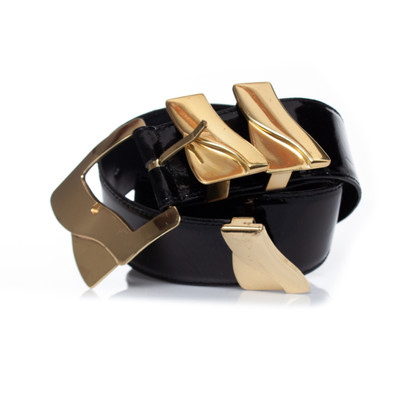 Gianni Versace Belt Patent leather in Black