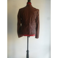 Max Mara Jacket/Coat Leather in Bordeaux