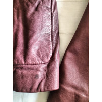 Max Mara Jacket/Coat Leather in Bordeaux