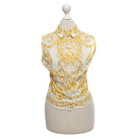 Versace Ärmellose Bluse in Weiß/Gelb