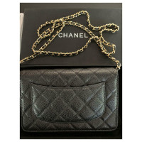 Chanel Timeless Wallet On Chain aus Leder in Schwarz