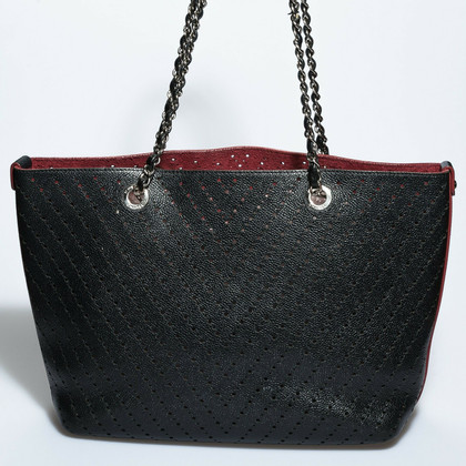 Chanel Shopper Leer in Zwart