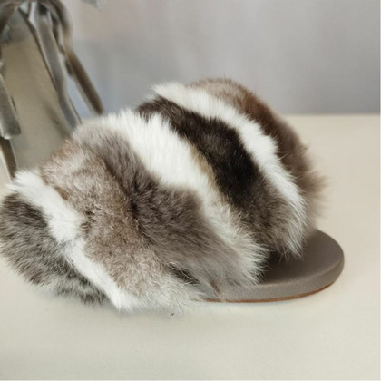 René Caovilla Sandals Fur in Grey