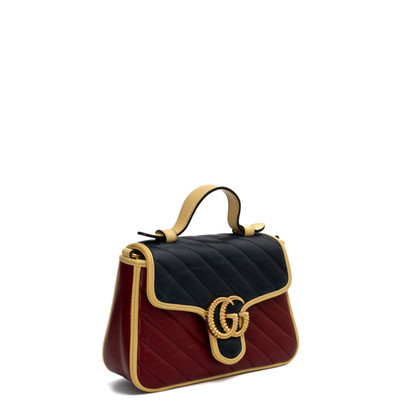 Gucci GG Marmont Top Handle Bag Leer in Blauw