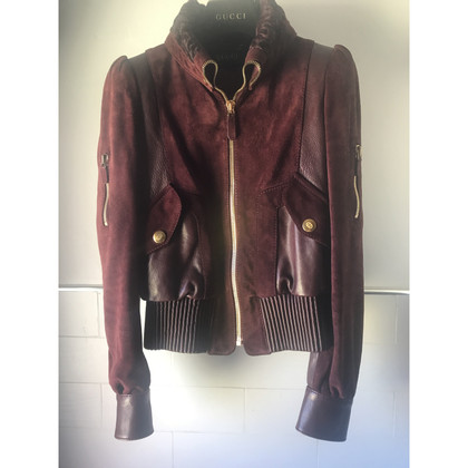 Gucci Giacca/Cappotto in Pelle in Bordeaux