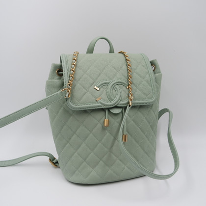 Chanel Filigree Backpack Leather in Green