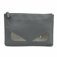 Fendi Clutch Bag Leather in Grey