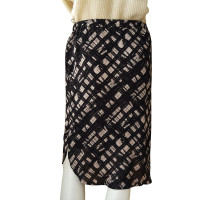 Bruuns Bazaar Zijden midi rok met zwart-wit patroon