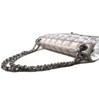 Chanel Chocolate Bar Flap Bag aus Leder in Silbern
