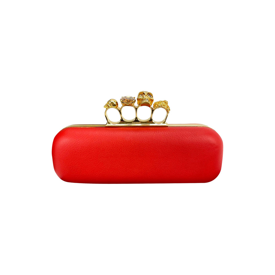 Alexander McQueen Four Rings en Cuir en Rouge