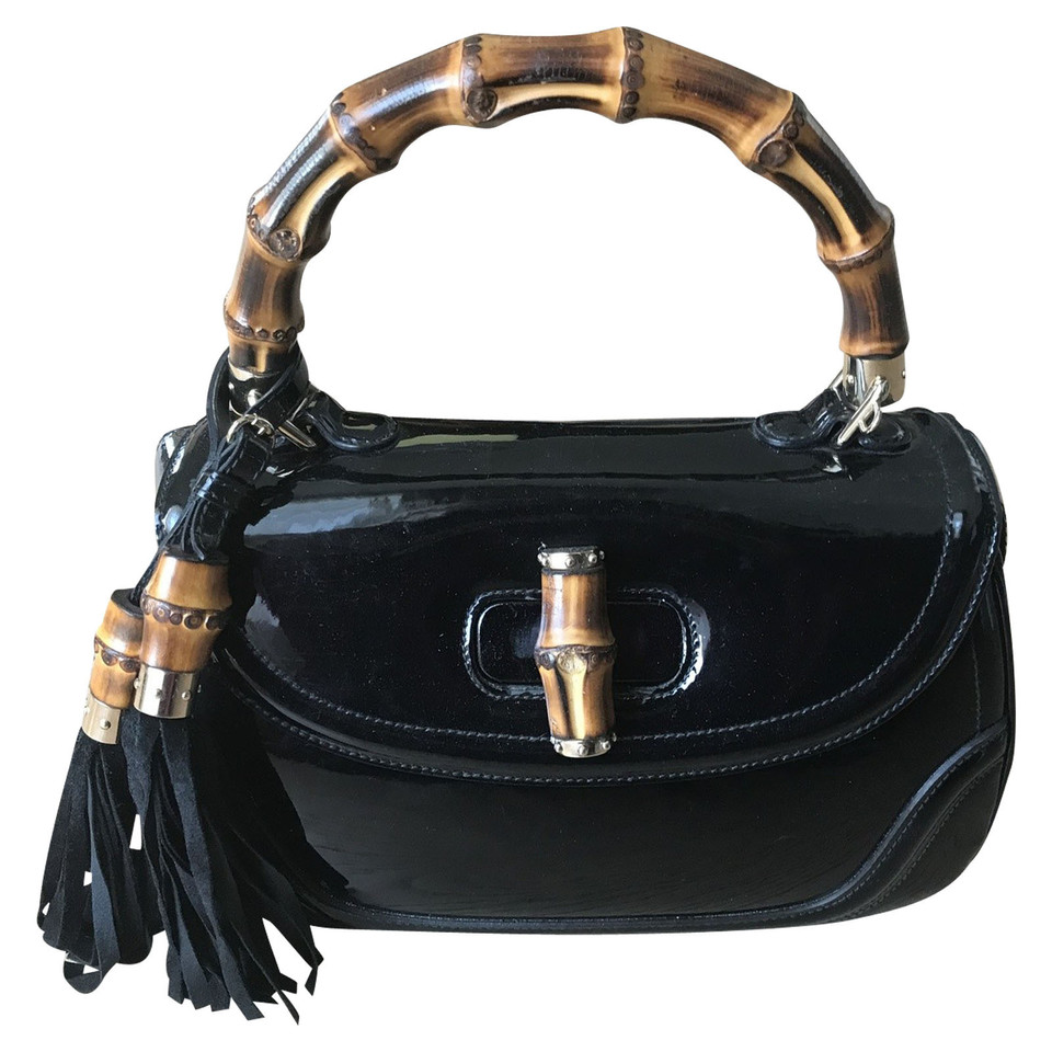 Gucci Bamboo Bag aus Lackleder in Schwarz