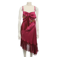 John Galliano Kleid aus Seide in Fuchsia