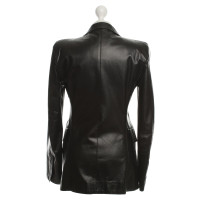 Costume National Veste en cuir noir