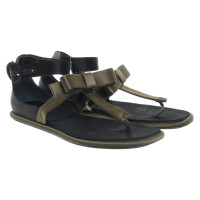 Prada Satin-Sandalen in Grün/Schwarz