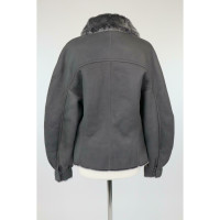 Alberta Ferretti Jacket/Coat Leather in Grey