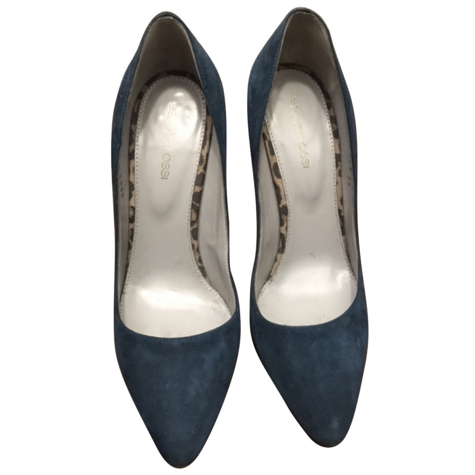 Sergio Rossi Pumps/Peeptoes aus Wildleder in Blau