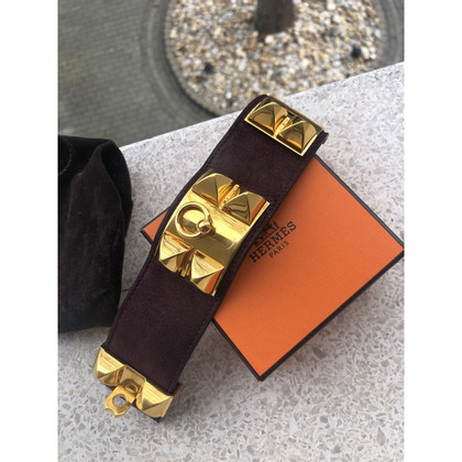 Hermès Collier de Chien Armband aus Leder in Violett