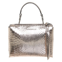 Coccinelle Arlettis Metal Python Handle Bag Leer in Zilverachtig