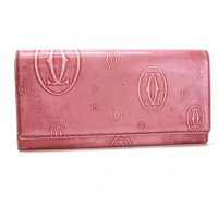 Cartier Täschchen/Portemonnaie aus Lackleder in Rosa / Pink