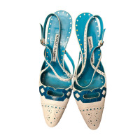 Manolo Blahnik Pumps/Peeptoes Leather in Turquoise