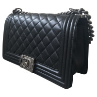 Chanel Boy Bag Leer in Zwart