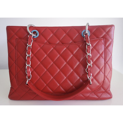 Chanel Grand  Shopping Tote Leer in Rood