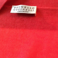 Brunello Cucinelli Cardigan lungo in corallo rosso