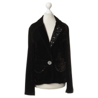 Patrizia Pepe Velvet Blazer in Brown