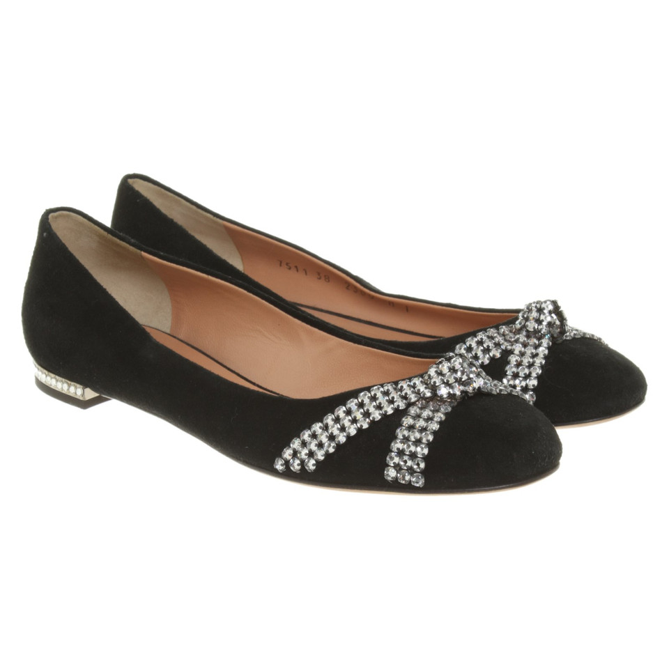 Blumarine Slipper/Ballerinas aus Wildleder in Schwarz