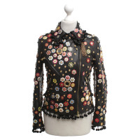 Moschino Lederjacke mit Blumen-Dekor