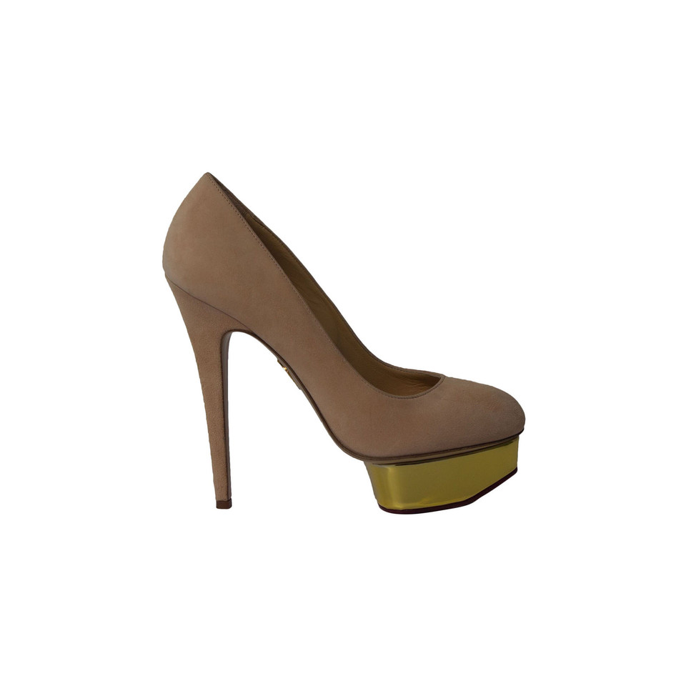 Charlotte Olympia Pumps/Peeptoes aus Wildleder in Nude