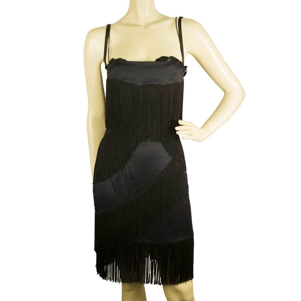 Dolce & Gabbana Zwarte jurk met franje