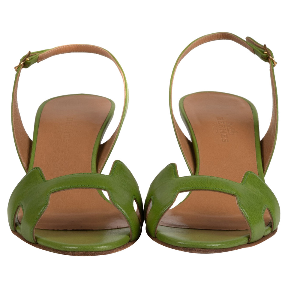 Hermès Sandales en Cuir en Vert