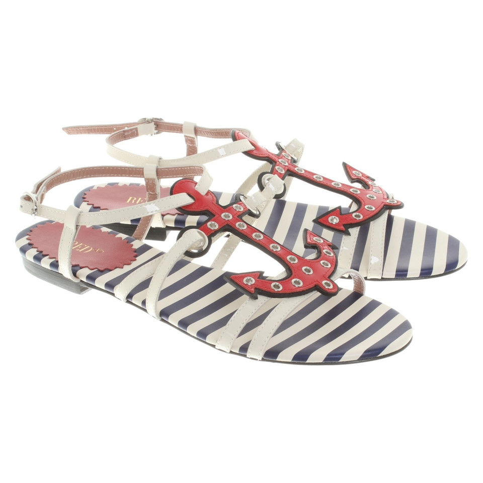 Red (V) Sandals with anchor motif