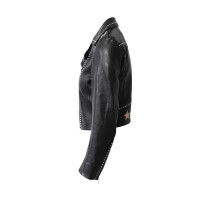 Miu Miu Jacke/Mantel aus Leder in Schwarz