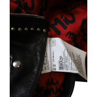 Miu Miu Jacke/Mantel aus Leder in Schwarz