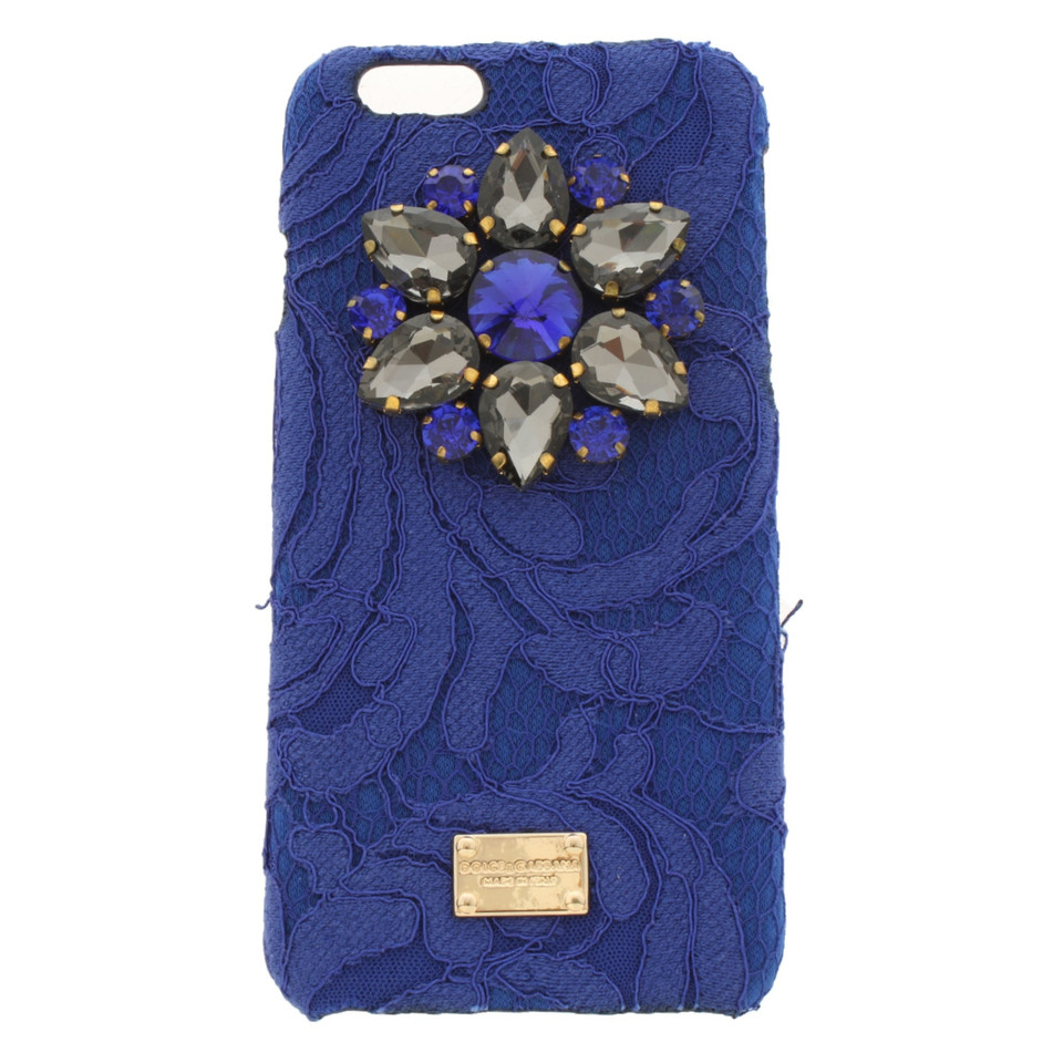 Dolce & Gabbana iPhone case in blue with glass decorations 